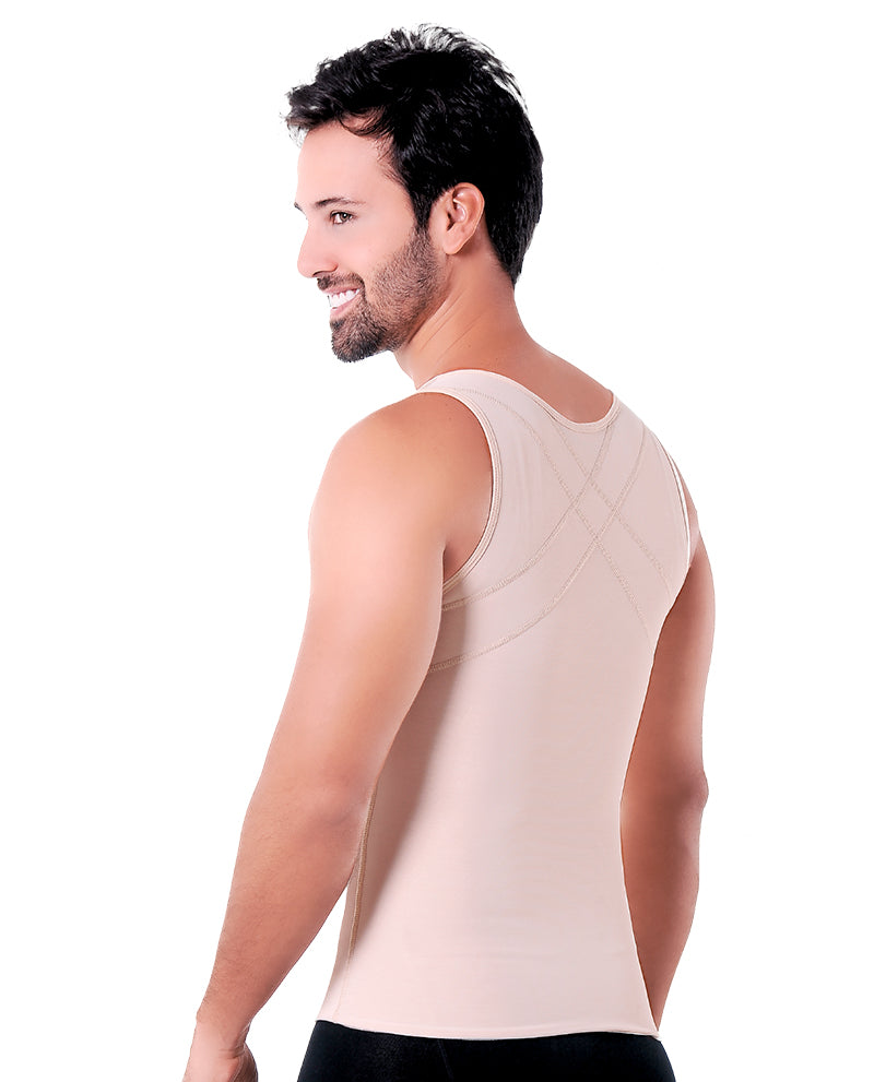 Ann Michell Men's Powernet Zipper Vest, Sleeveless Compression Shapewear for Body Sculpting, Waist Training, Enhanced Posture